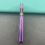 KB KNIVES KB488C Aero Air Pocket Knife Crossbar Lock Purple Ti Diagonal Milling 2.91" Satin M390 Blade