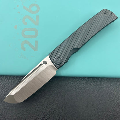 KB KNIVES  KB409C Mosquito Folding Knife Regular DLC Titanium with Diamond Milling 3.46'' Belt Satin M390 Blade