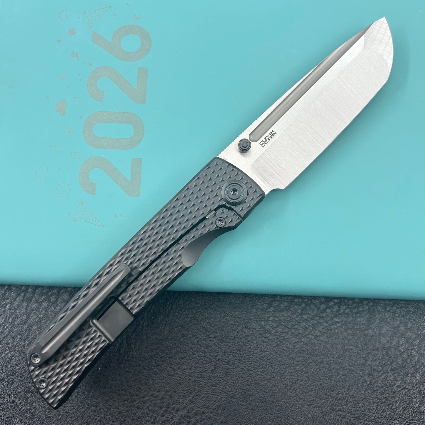 KB KNIVES  KB409C Mosquito Folding Knife Regular DLC Titanium with Diamond Milling 3.46'' Belt Satin M390 Blade