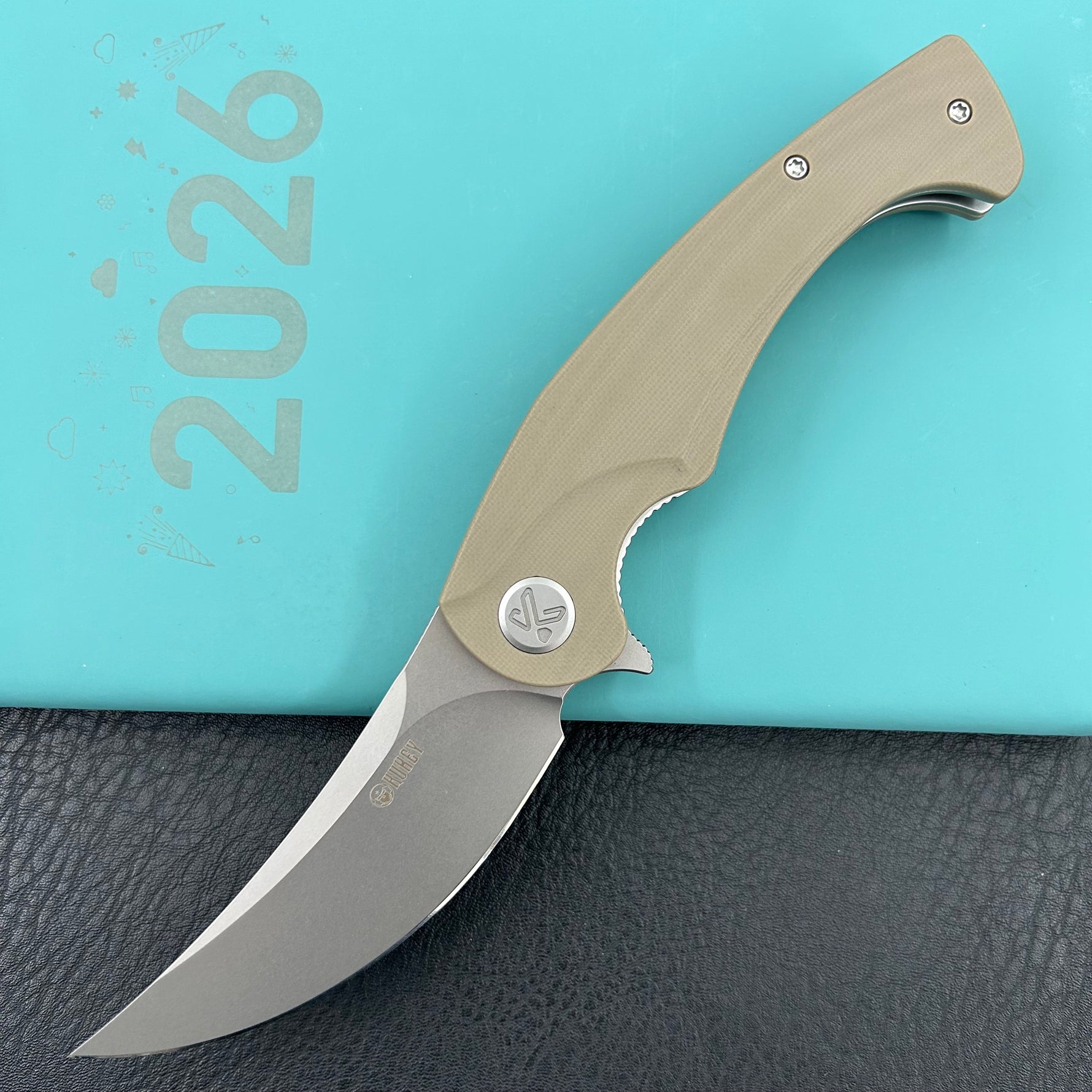 KUBEY knife KU173M Scimitar Linerlock Tan Folding knife