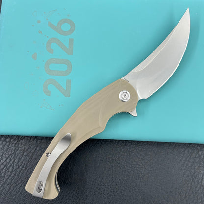 KUBEY knife KU173M Scimitar Linerlock Tan Folding knife