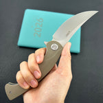KUBEY knife KU173M Scimitar Linerlock Tan Folding knife