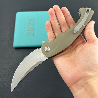 KUBEY knife KU173M Scimitar Linerlock Tan Folding knife