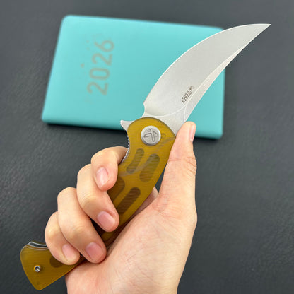 KUBEY knife KU173G Scimitar Linerlock Ultem Folding knife