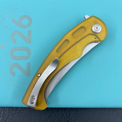 KUBEY knife KU173G Scimitar Linerlock Ultem Folding knife