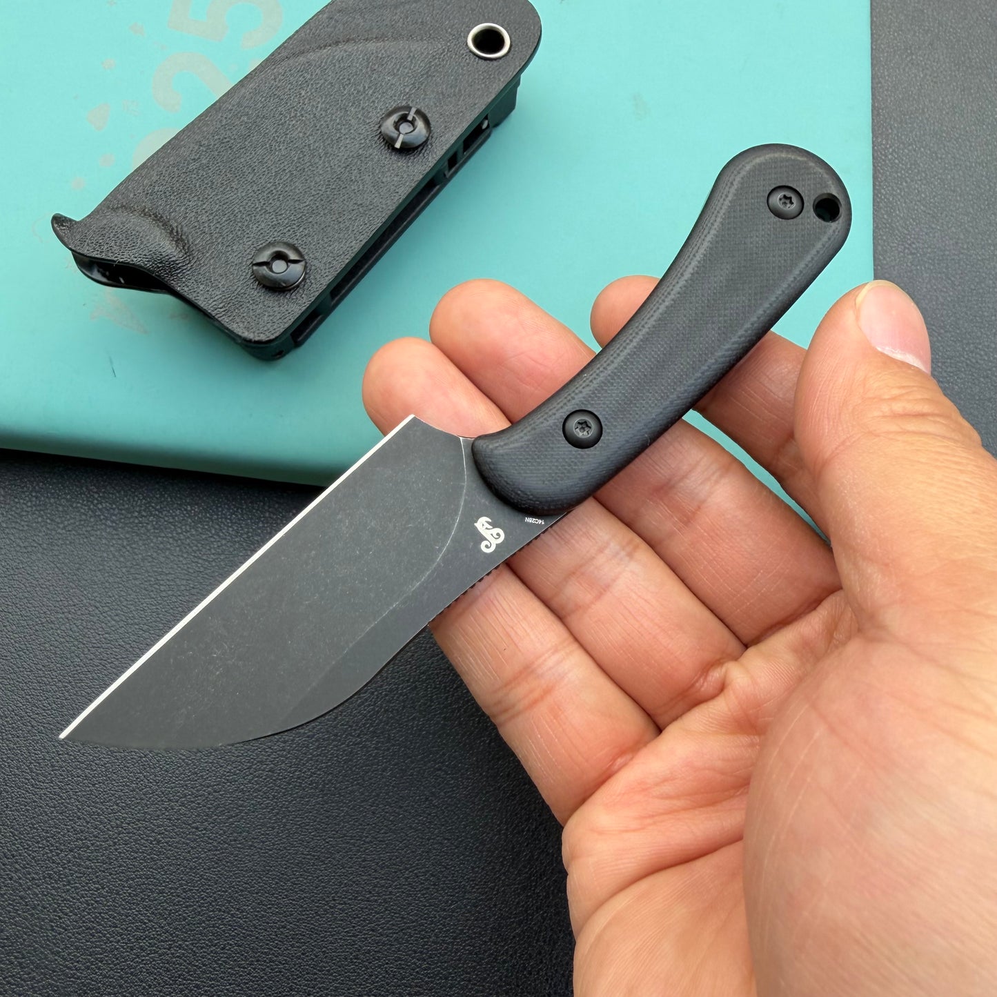 KUBEY KU412B Rockhopper Fixed Blade Blackout Fixed  Knife