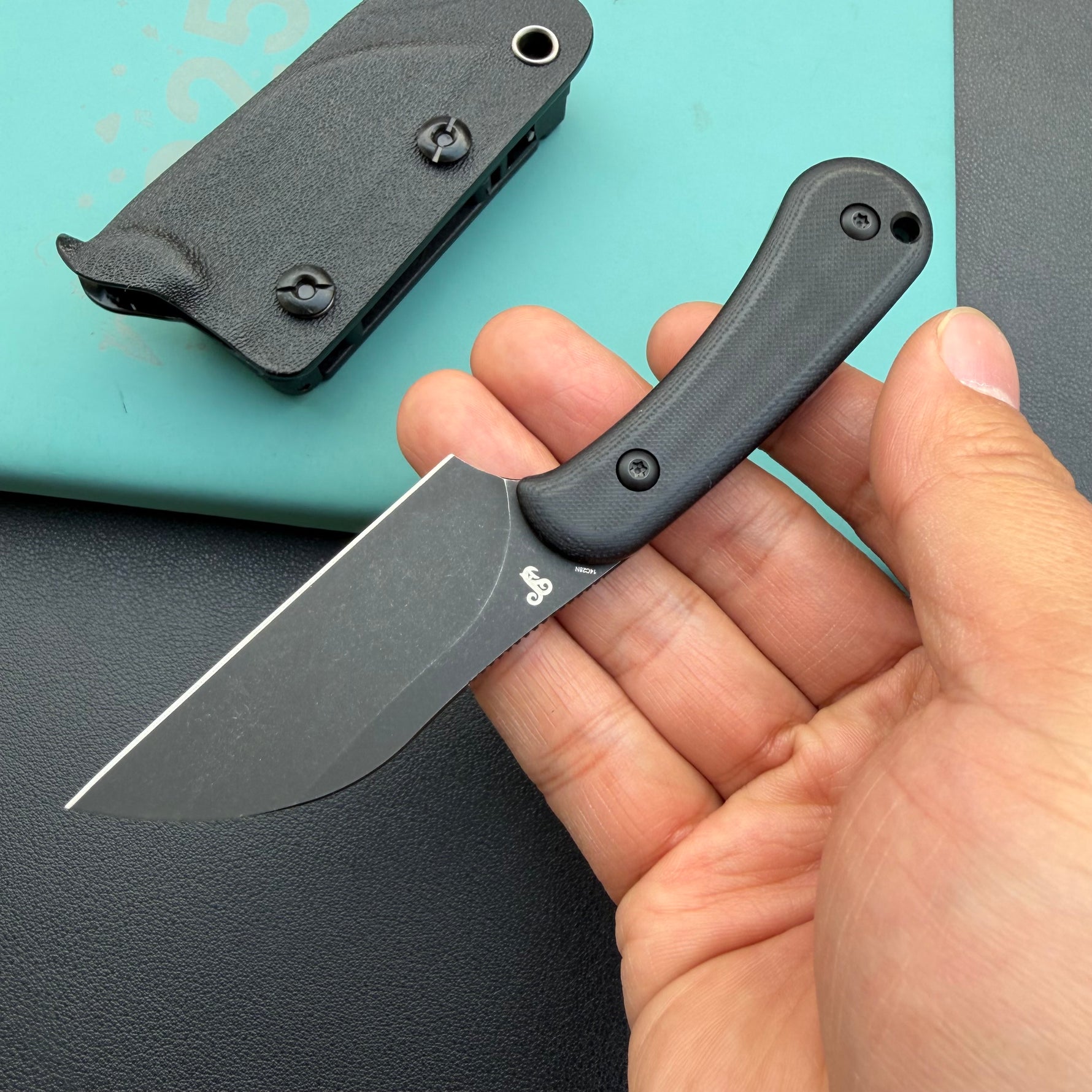 KUBEY knife KU412B Rockhopper Fixed Blade Blackout Fixed  Knife