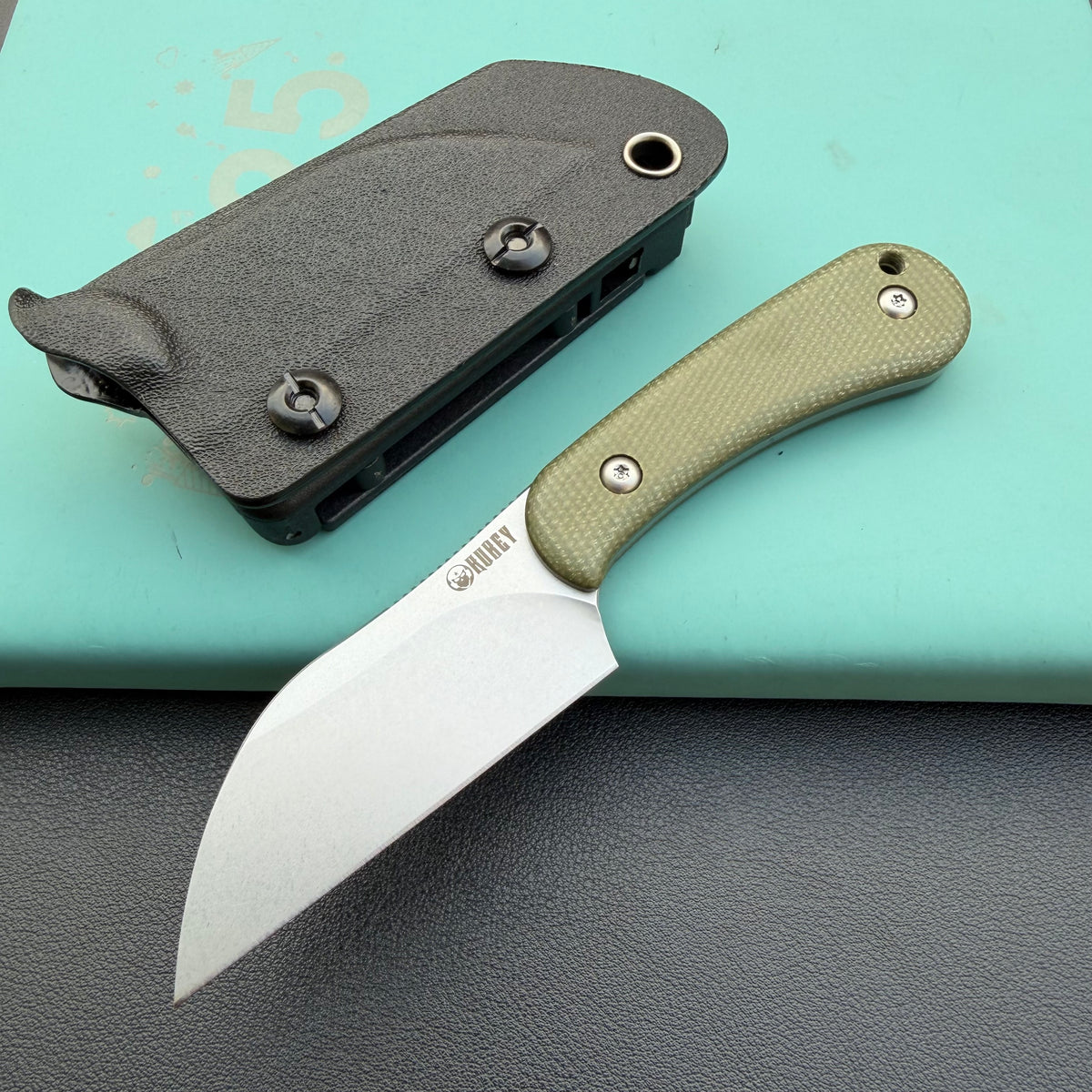 KU KNIVES KU412E Rockhopper Fixed Blade Green Micarta Fixed  Knife