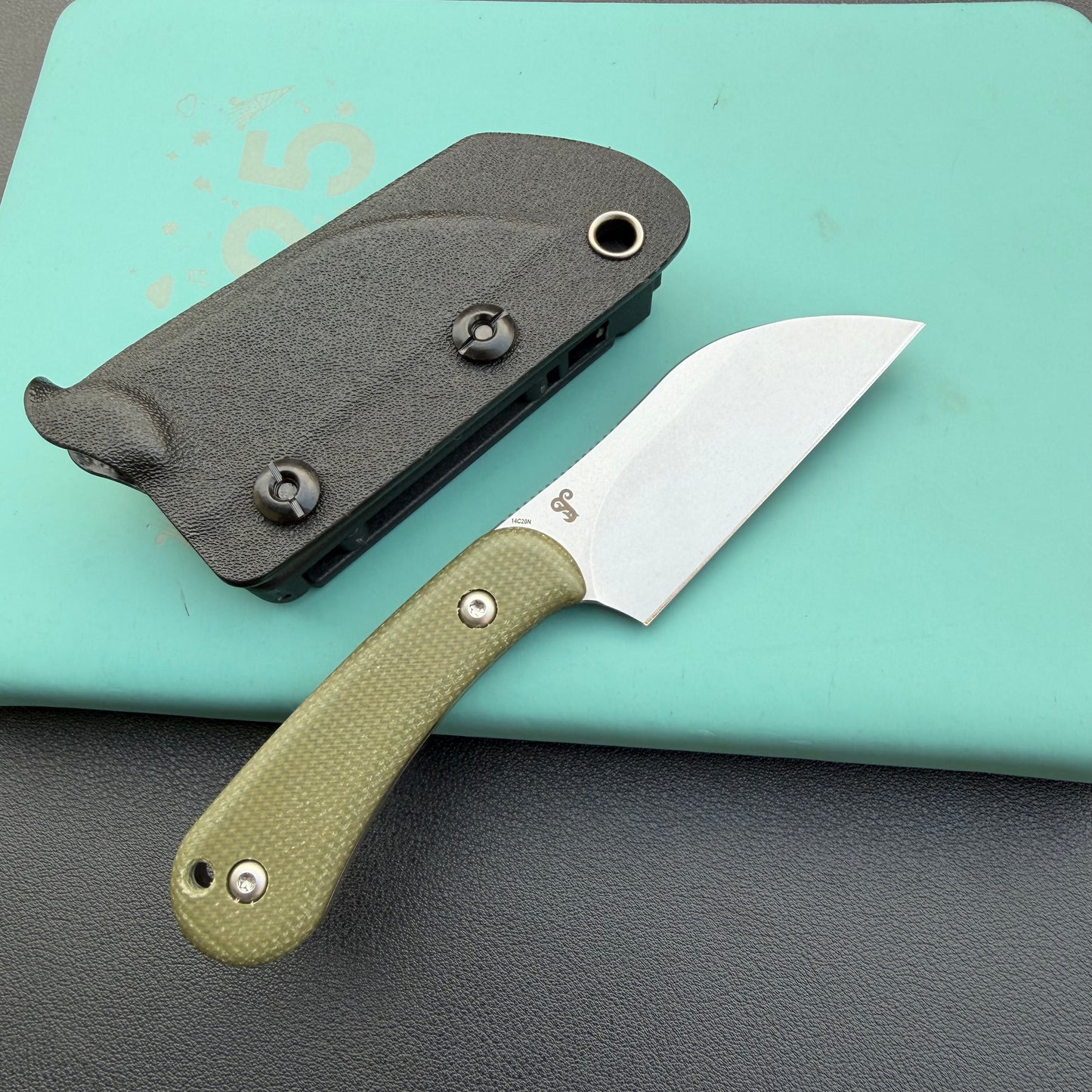 KUBEY KU412E Rockhopper Fixed Blade Green Micarta Fixed  Knife