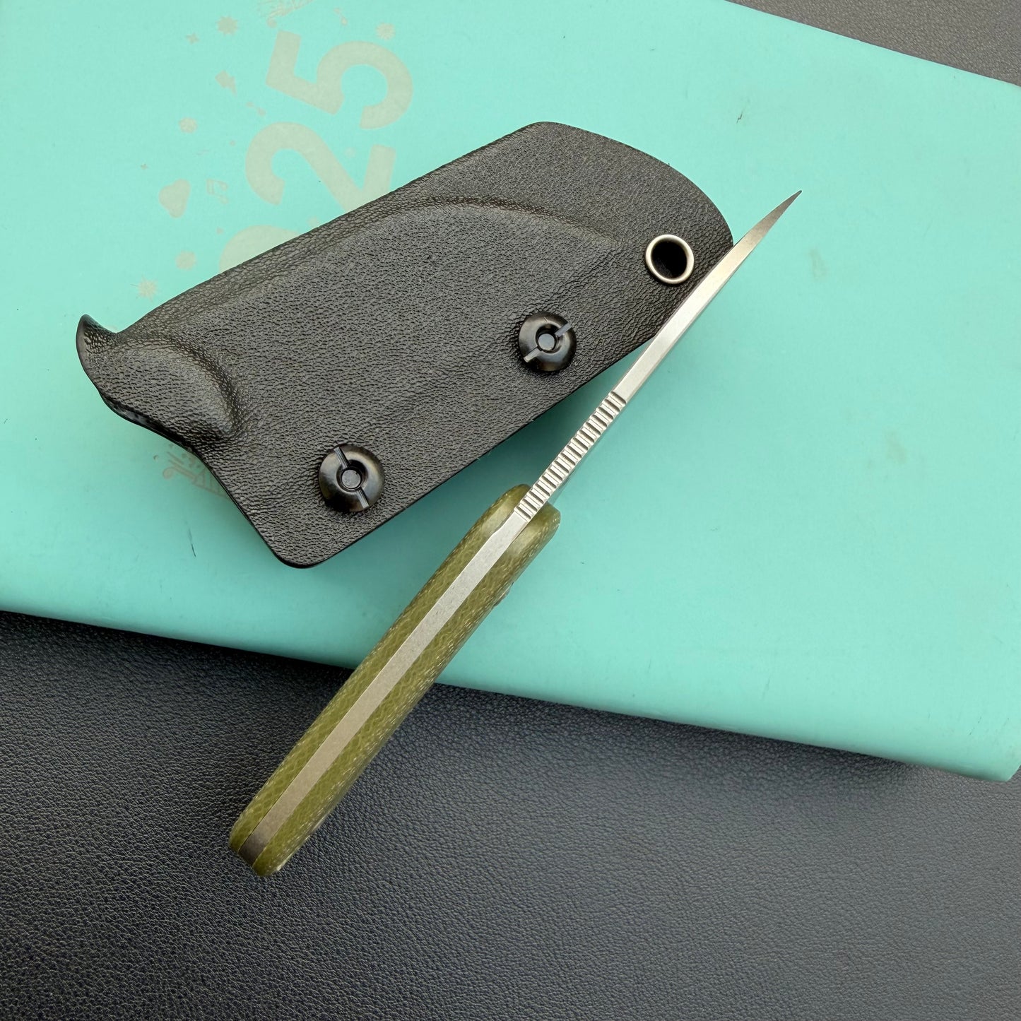 KUBEY KU412E Rockhopper Fixed Blade Green Micarta Fixed  Knife