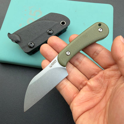 KUBEY KU412E Rockhopper Fixed Blade Green Micarta Fixed  Knife