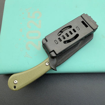 KUBEY KU412E Rockhopper Fixed Blade Green Micarta Fixed  Knife