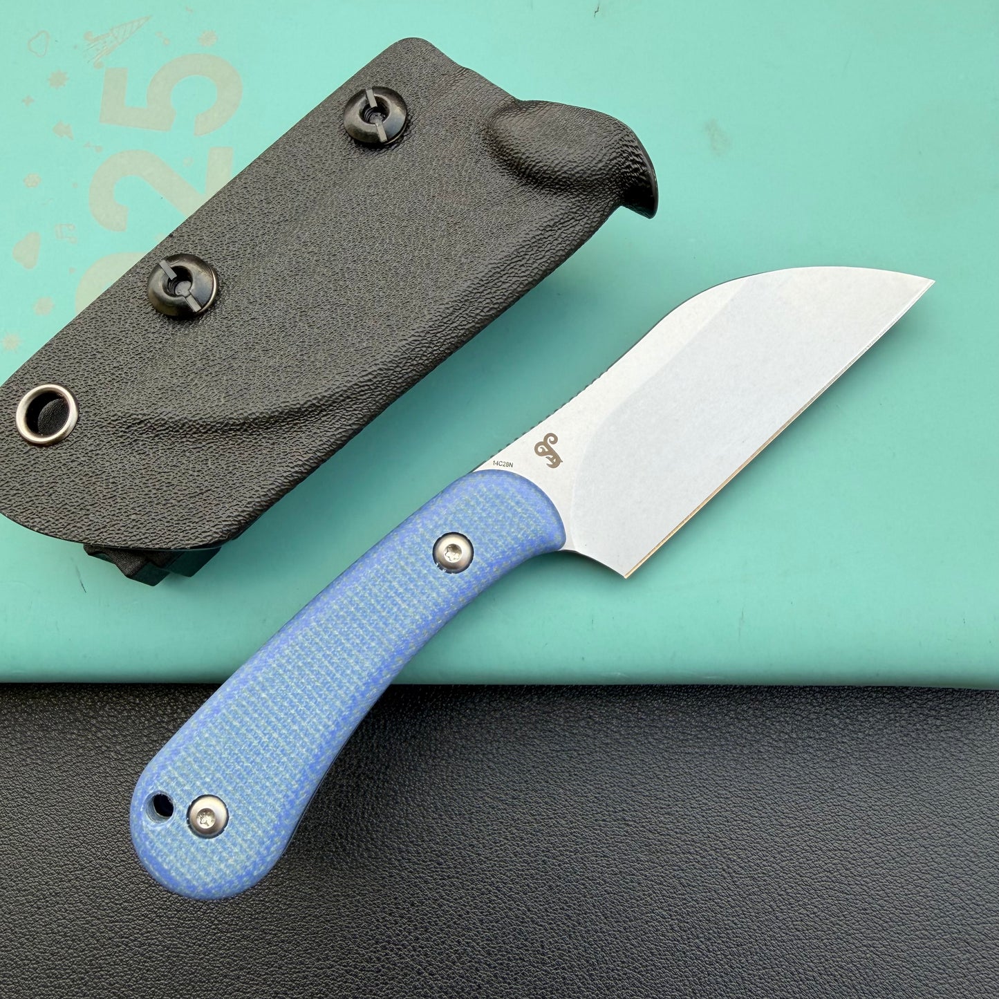 KUBEY KU412C Rockhopper Fixed Blade Blue Micarta Fixed  Knife