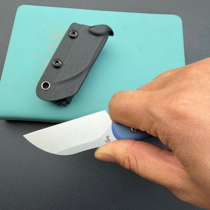 KUBEY KU412C Rockhopper Fixed Blade Blue Micarta Fixed  Knife