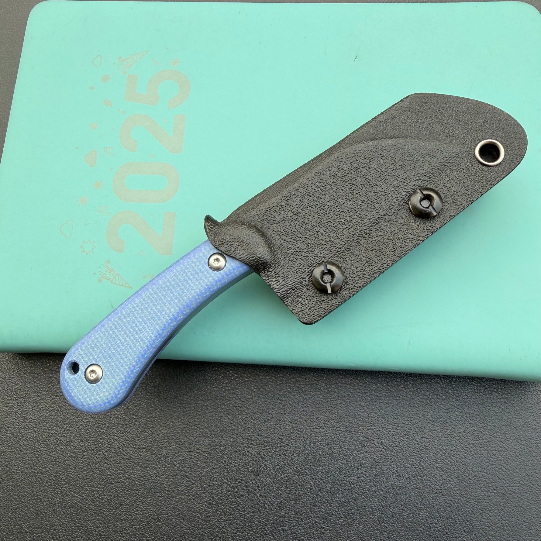 KUBEY knife KU412C Rockhopper Fixed Blade Blue Micarta Fixed  Knife