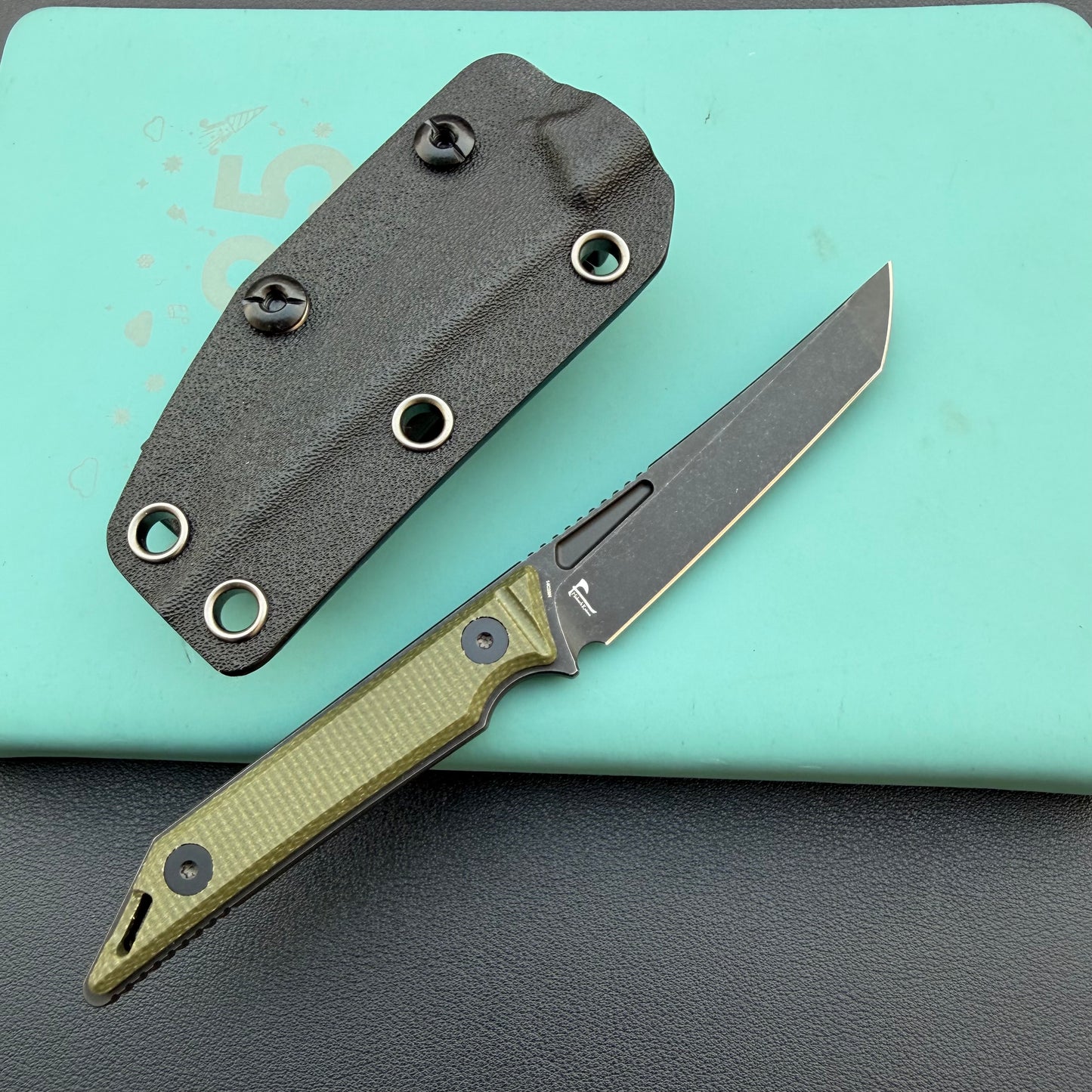 KUBEY KU430F Goliath Fixed Black Green  Fixed  Knife