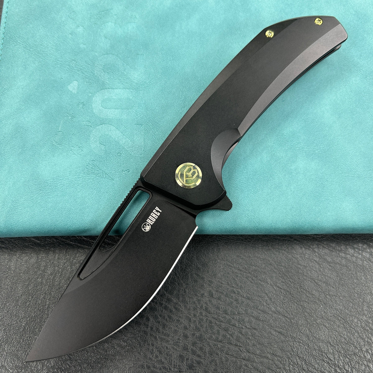 KUBEY KB368B Hyperion Frame Lock Tactical Knife Black 6AL4V Titanium Handle 3.5" Black Coated CPM-S35VN