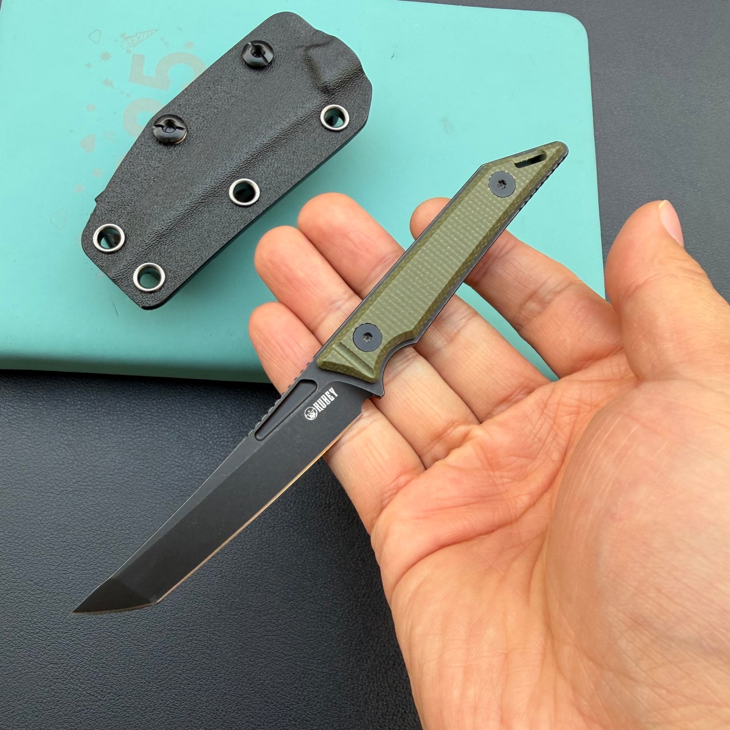 KUBEY KU430F Goliath Fixed Black Green  Fixed  Knife