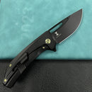 KUBEY KB368B Hyperion Frame Lock Tactical Knife Black 6AL4V Titanium Handle 3.5" Black Coated CPM-S35VN