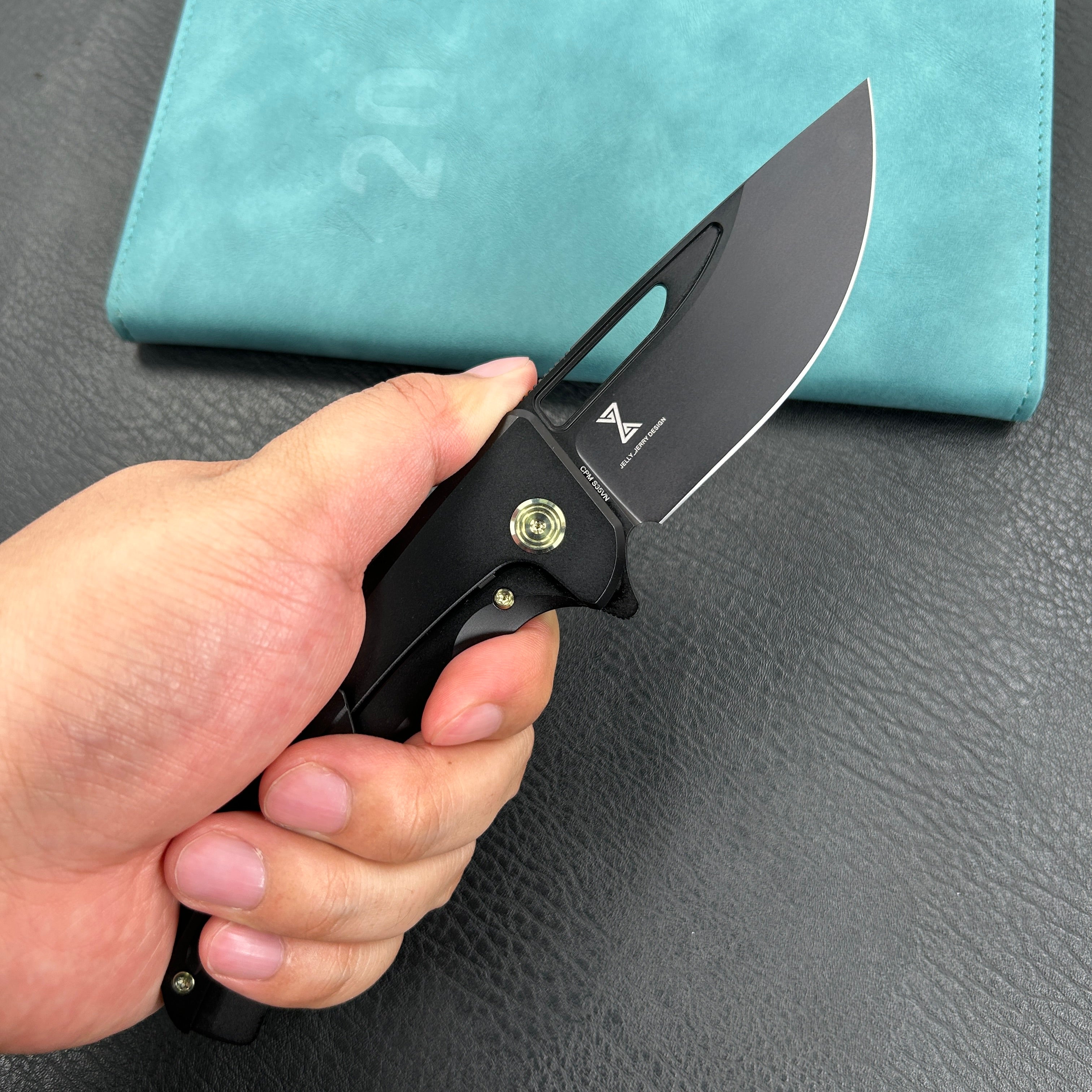 KUBEY KB368B Hyperion Frame Lock Tactical Knife Black 6AL4V Titanium Handle 3.5" Black Coated CPM-S35VN