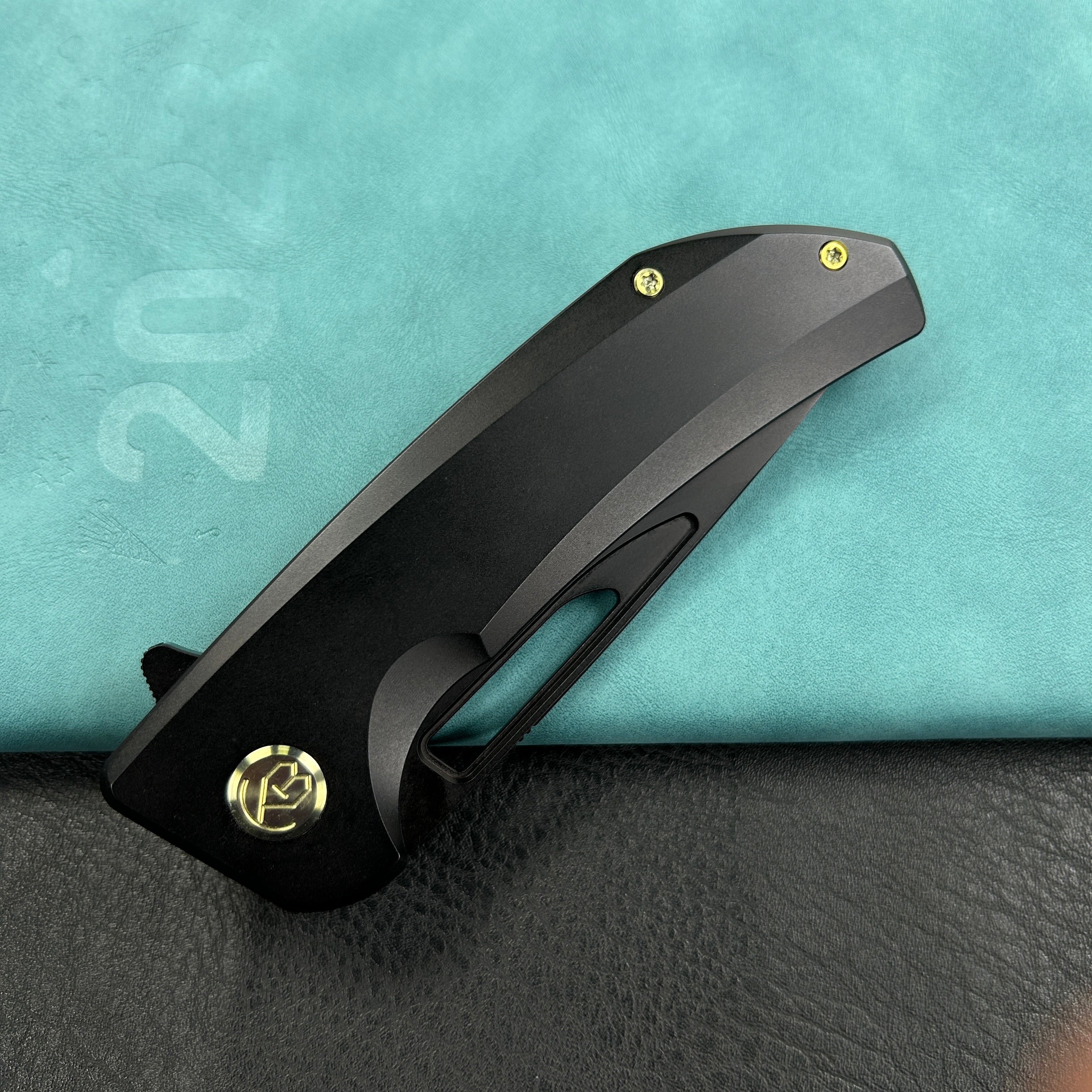 KUBEY KB368B Hyperion Frame Lock Tactical Knife Black 6AL4V Titanium Handle 3.5" Black Coated CPM-S35VN