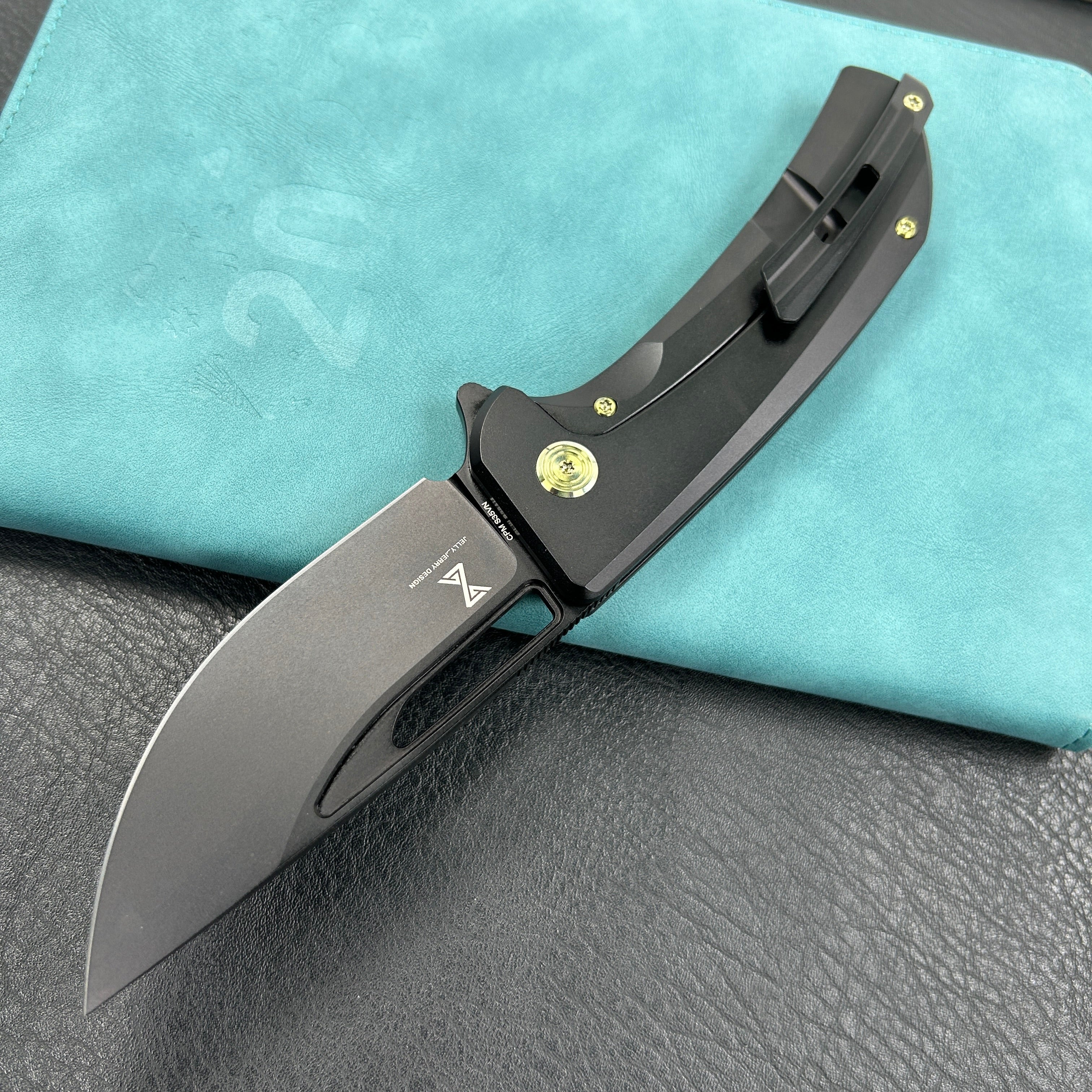 KUBEY KB368B Hyperion Frame Lock Tactical Knife Black 6AL4V Titanium Handle 3.5" Black Coated CPM-S35VN