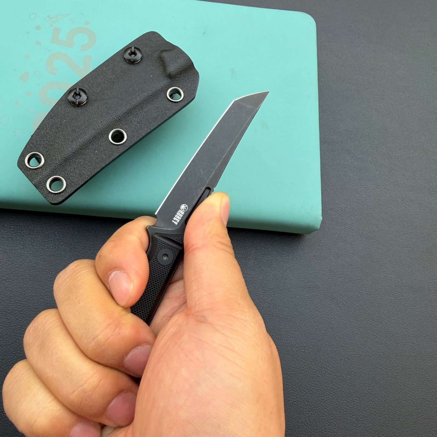 KUBEY KU430B Goliath Fixed Blade Blackout  Fixed  Knife