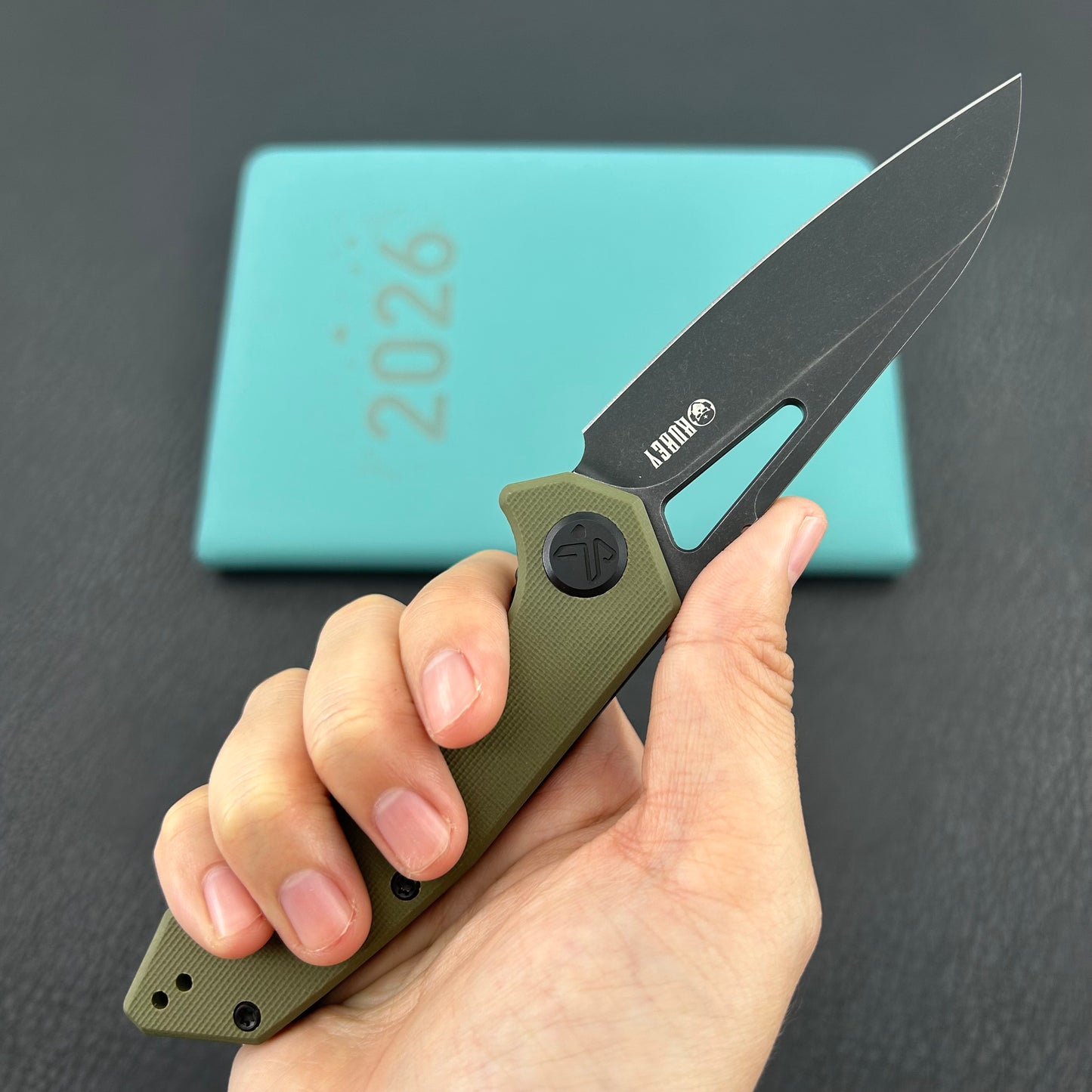 KUBEY knife KU291T Vagrant Linerlock Black Green  Folding Knives