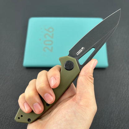 KUBEY knife KU291T Vagrant Linerlock Black Green  Folding Knives