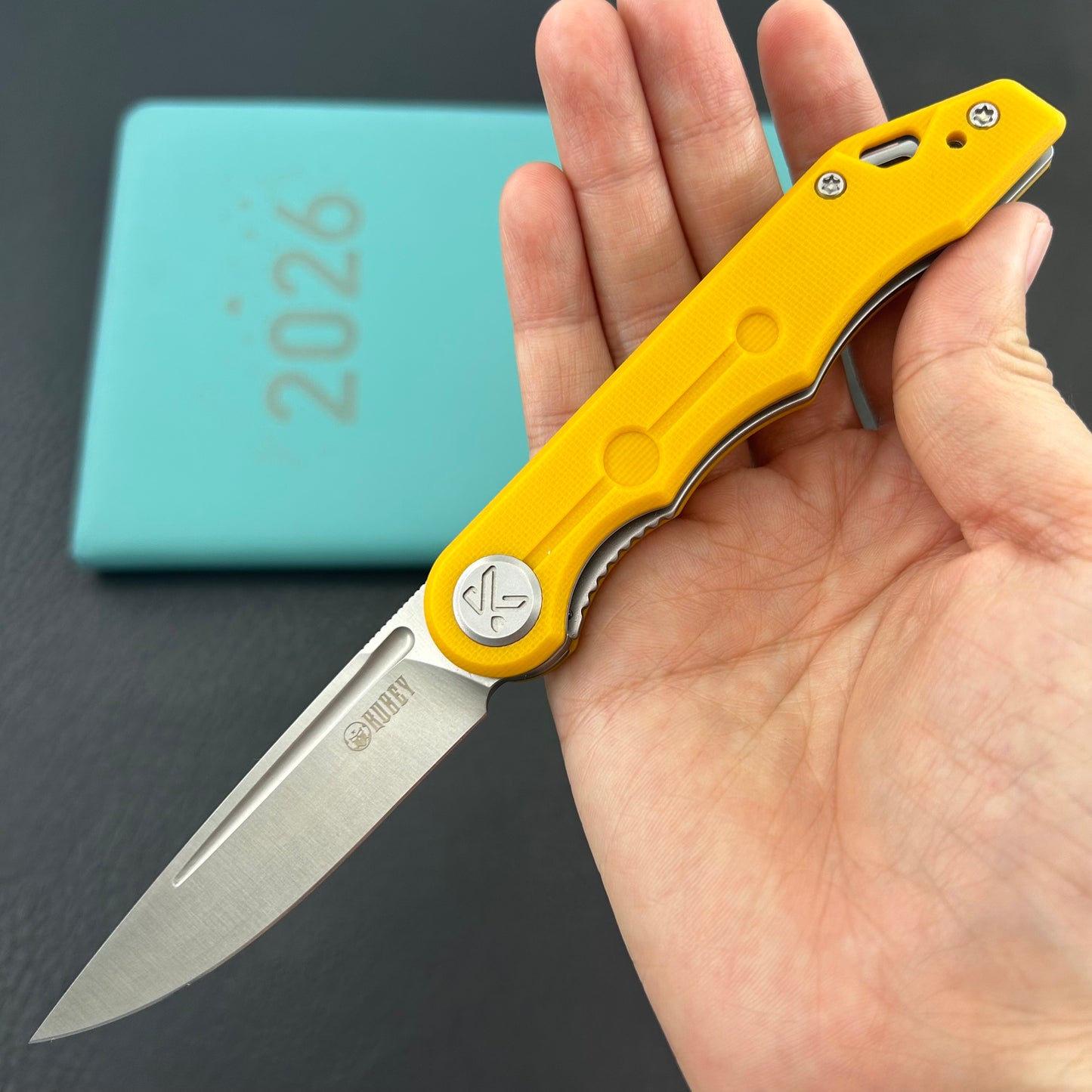 KUBEY knife KU2101J Mizo Linerlock Yellow Folding Knives