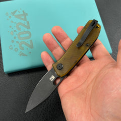 KUBEY  KU2104J Hyde Liner Lock EDC Pocket Knife Ultem Handle 2.95" Blackwash 14C28N