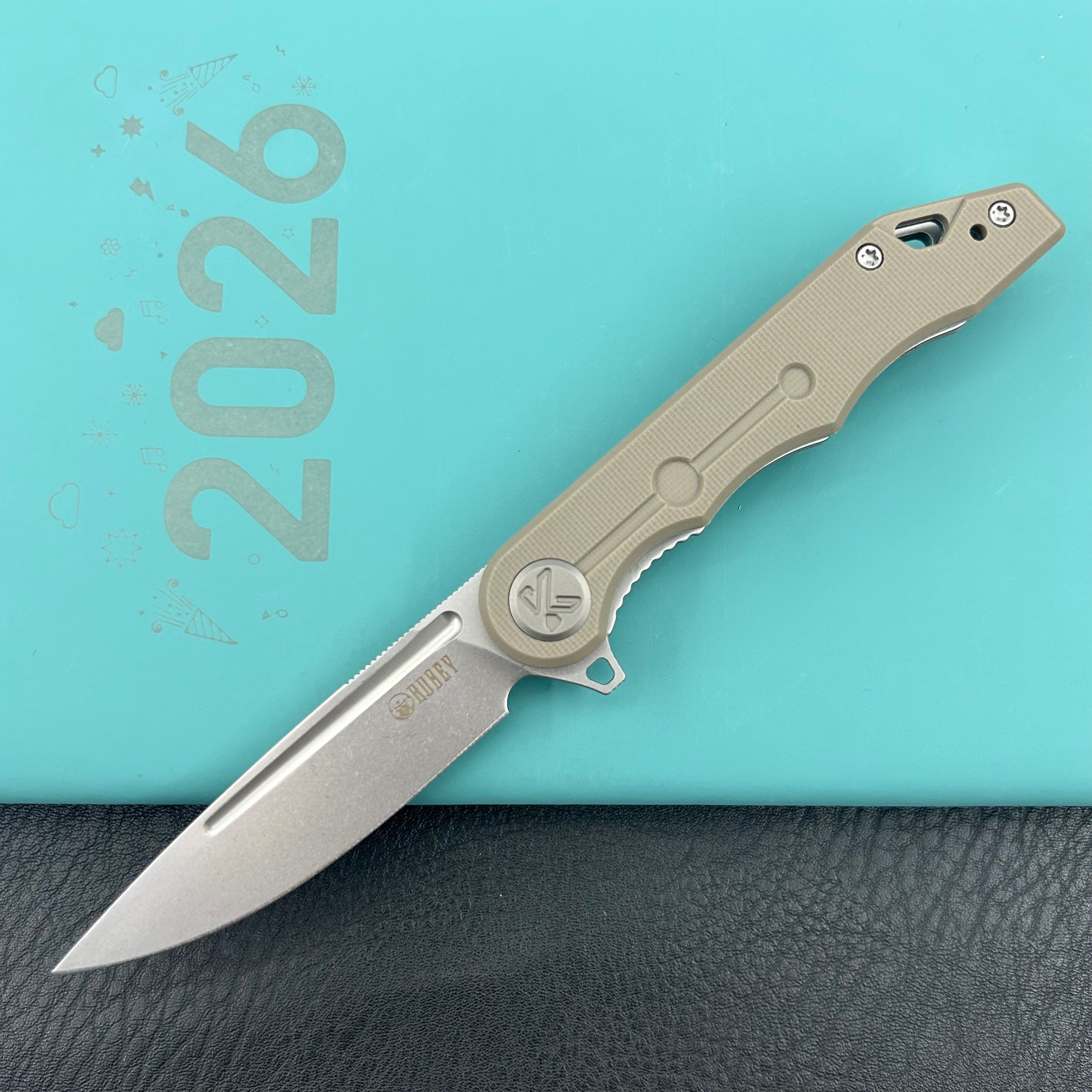 KUBEY knife KU312S Mizo Flipper Linerlock Tan  Folding Knives