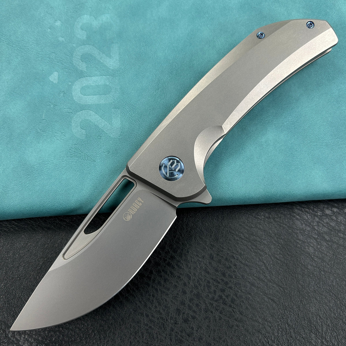 KUBEY KB368A Hyperion Frame Lock Tactical Knife Gray 6AL4V Titanium Handle 3.5" Sandblast CPM-S35VN