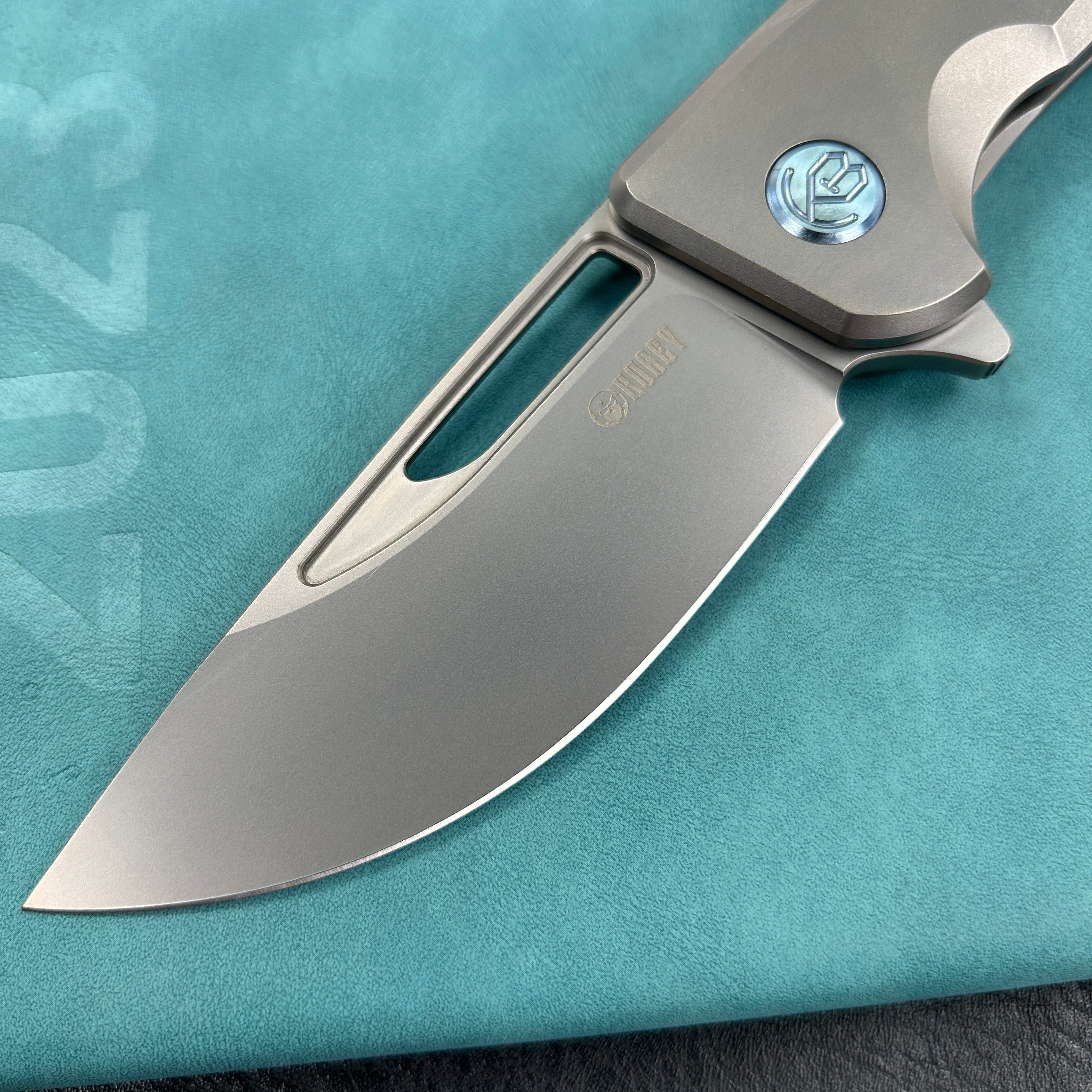 KUBEY KB368A Hyperion Frame Lock Tactical Knife Gray 6AL4V Titanium Handle 3.5" Sandblast CPM-S35VN