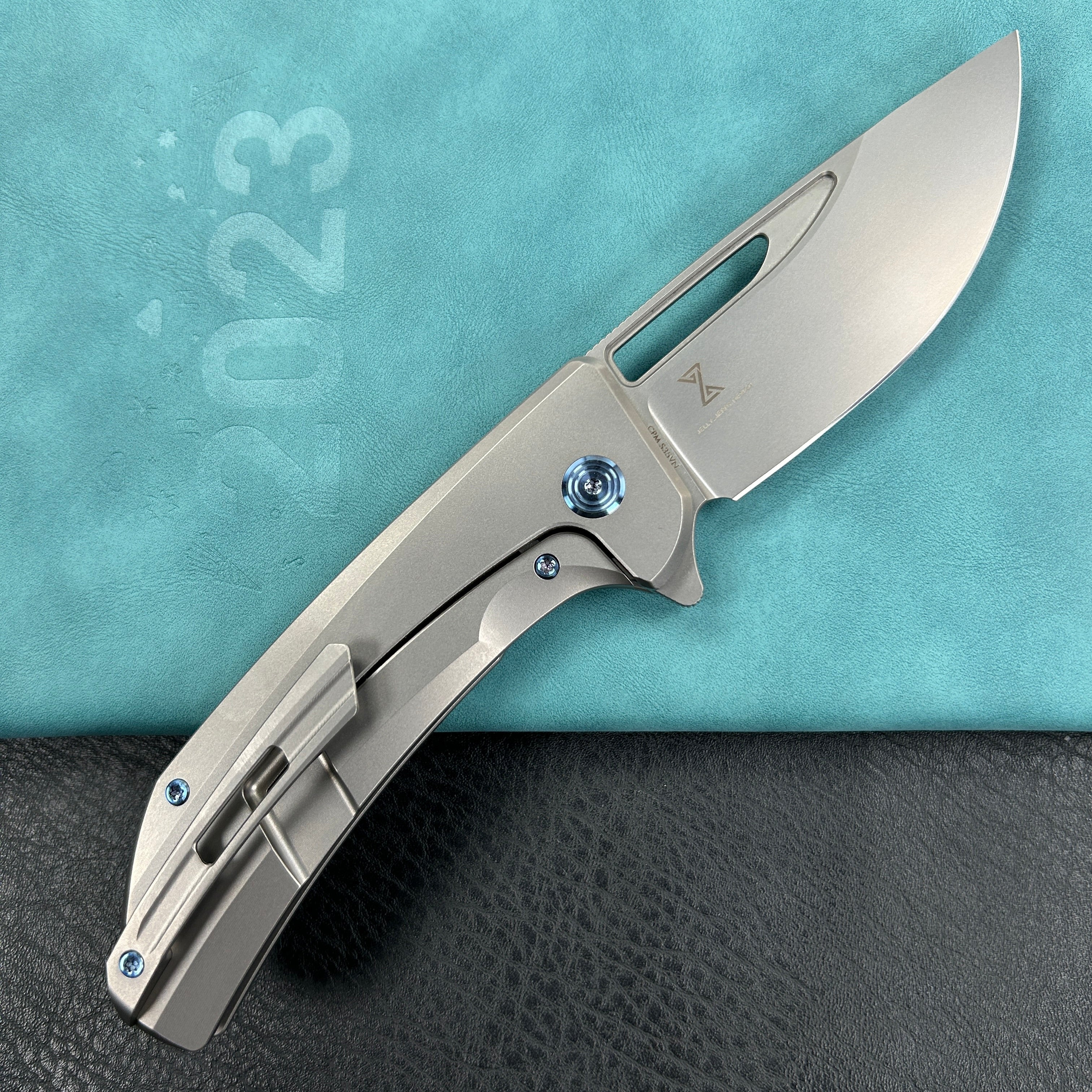 KUBEY KB368A Hyperion Frame Lock Tactical Knife Gray 6AL4V Titanium Handle 3.5" Sandblast CPM-S35VN