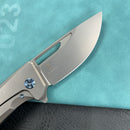 KUBEY KB368A Hyperion Frame Lock Tactical Knife Gray 6AL4V Titanium Handle 3.5" Sandblast CPM-S35VN