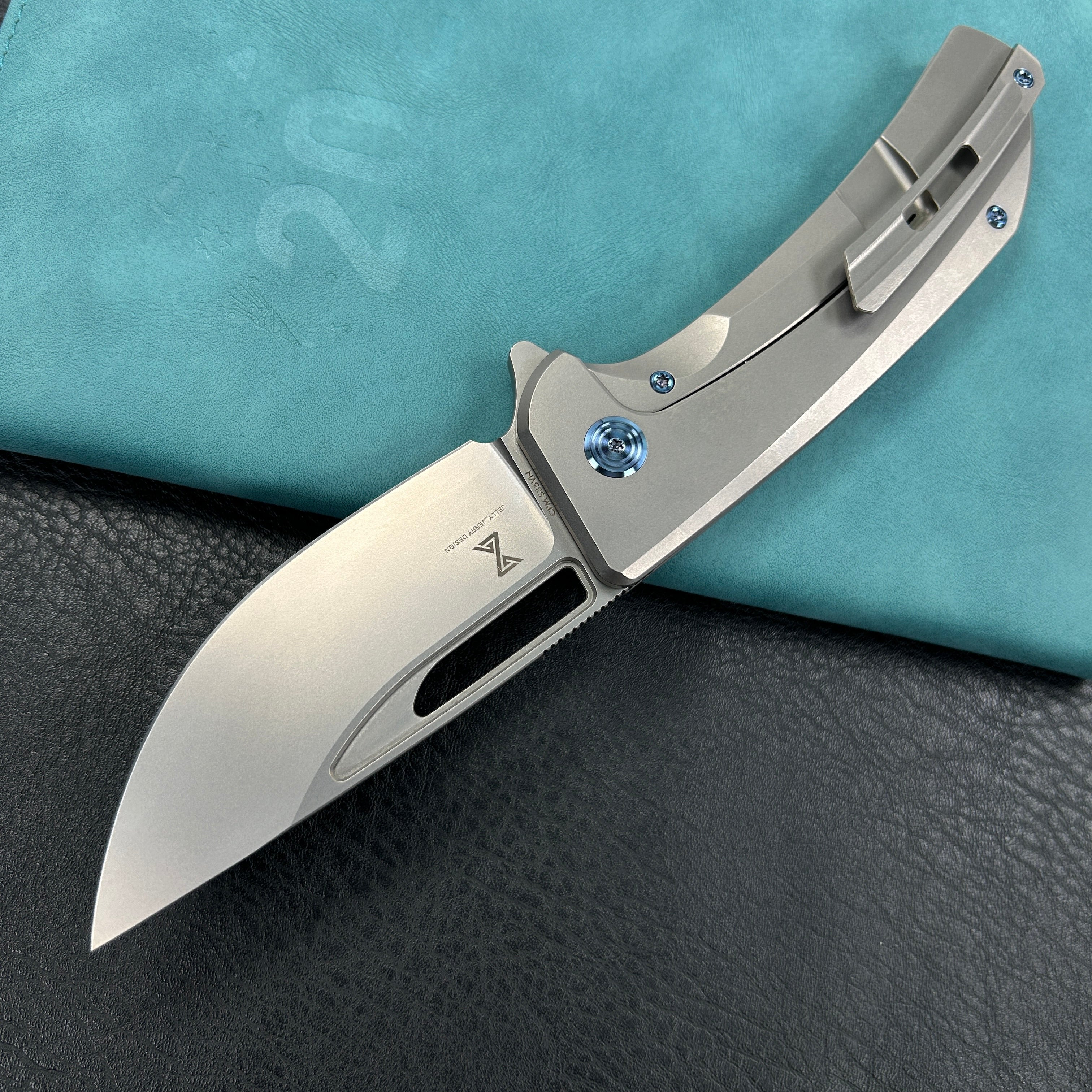 KUBEY KB368A Hyperion Frame Lock Tactical Knife Gray 6AL4V Titanium Handle 3.5" Sandblast CPM-S35VN