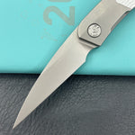 KB KNIVES KB406A Spike Folding Knife Grey Titanium with Twill CF inlay 3.11'' Beadblast M390
