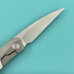 KB KNIVES KB406A Spike Folding Knife Grey Titanium with Twill CF inlay 3.11'' Beadblast M390