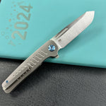 KB KNIVES KB315A Steelhead Folding Knife Gray Titanium Handle 3.15" Belt Satin M390 Blade
