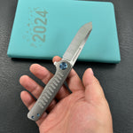 KB KNIVES KB315A Steelhead Folding Knife Gray Titanium Handle 3.15" Belt Satin M390 Blade