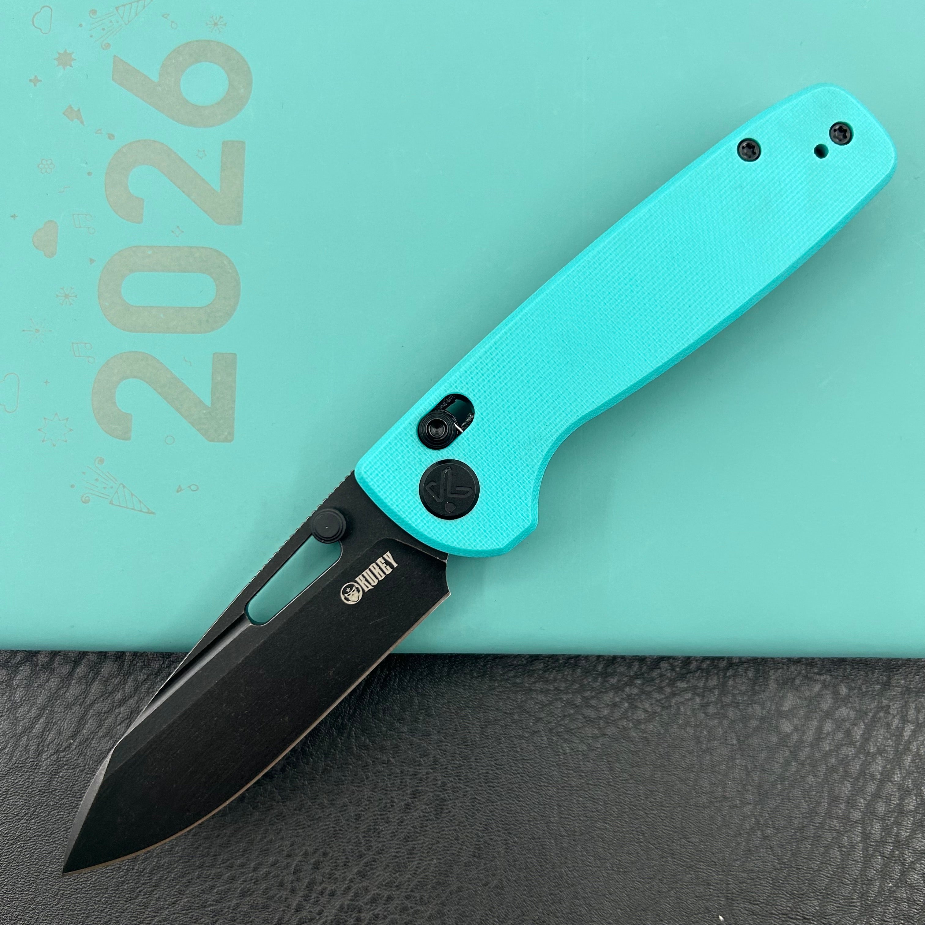 KUBEY knife KU248I Bluff Crossbarlock Black Tiffany Blue Folding Knives
