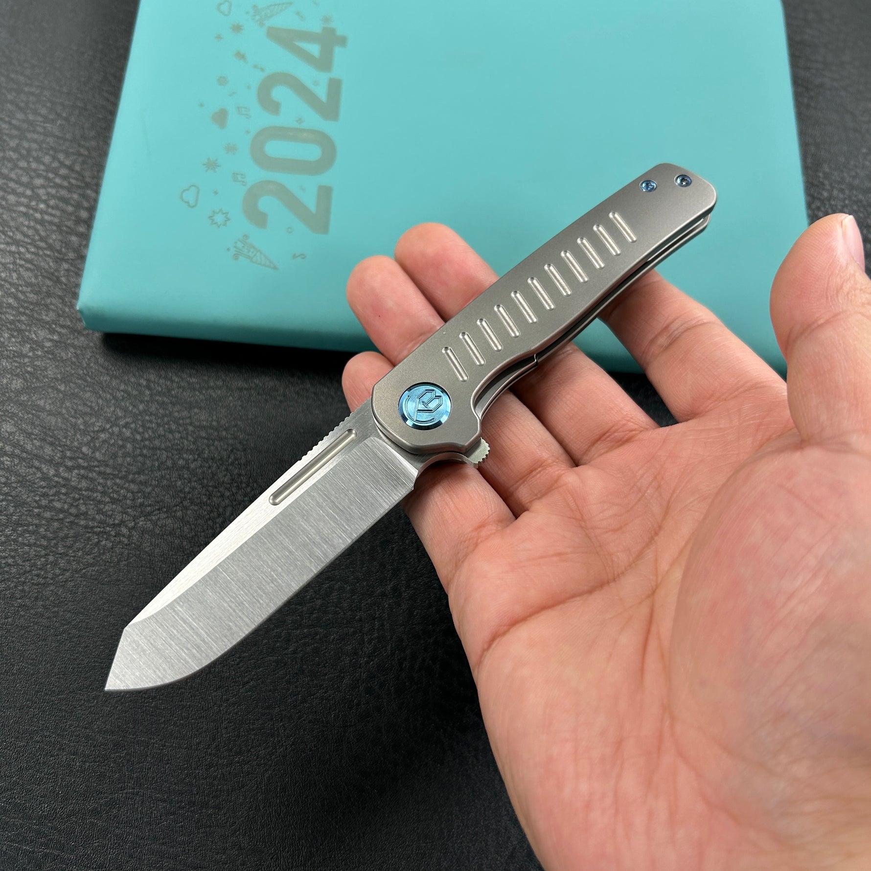 KB KNIVES KB315A Steelhead Folding Knife Gray Titanium Handle 3.15" Belt Satin M390 Blade