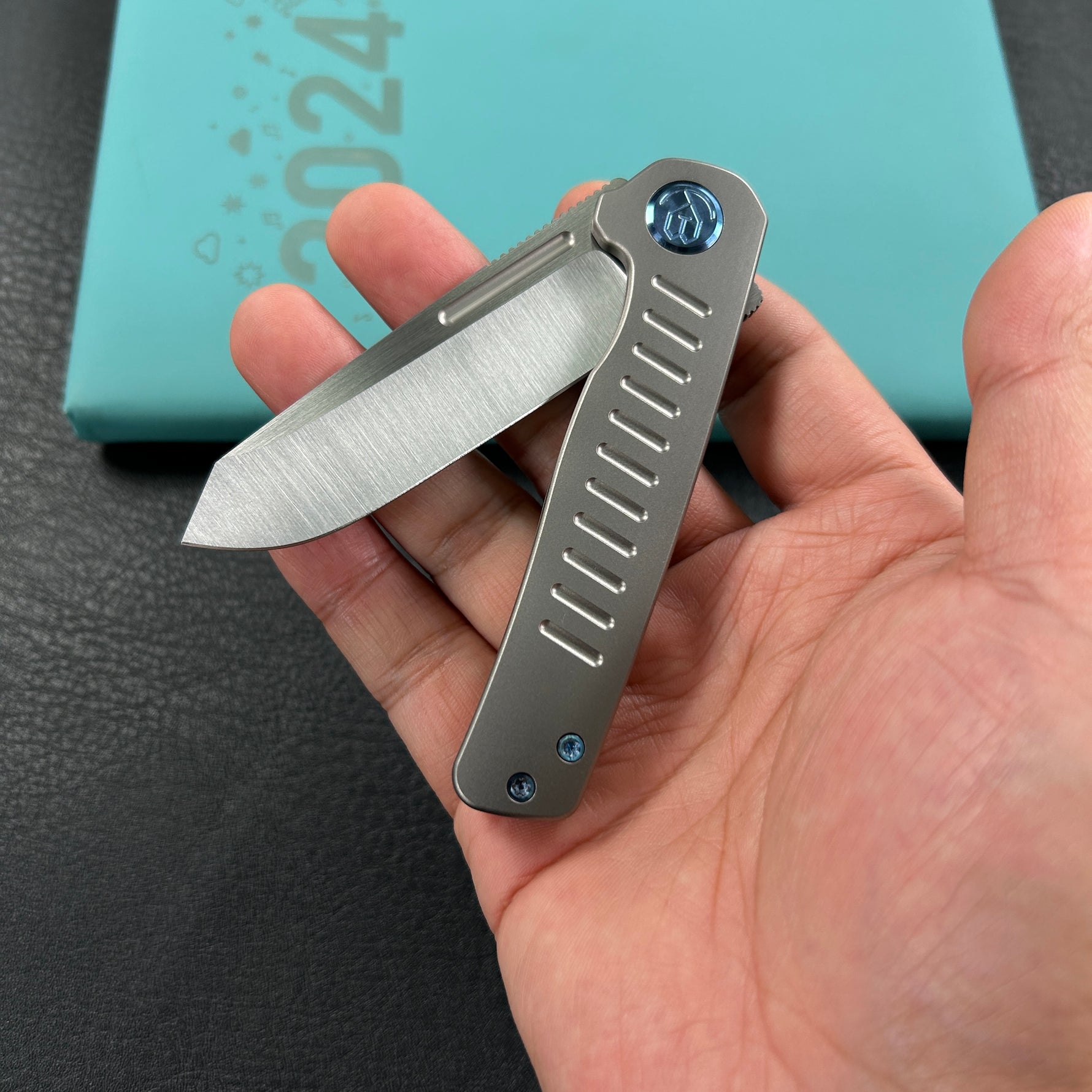 KB KNIVES KB315A Steelhead Folding Knife Gray Titanium Handle 3.15" Belt Satin M390 Blade