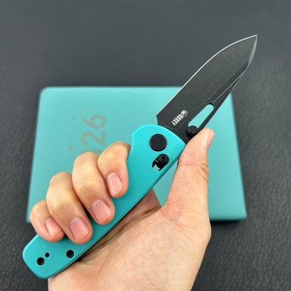 KUBEY knife KU248I Bluff Crossbarlock Black Tiffany Blue Folding Knives