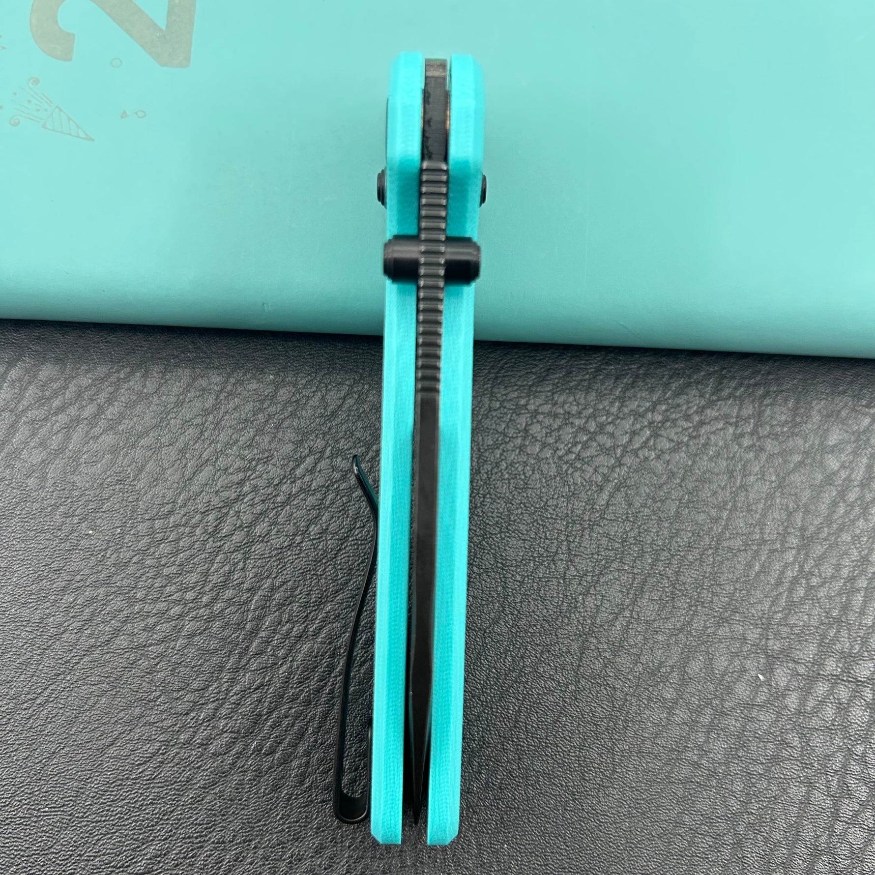 KUBEY knife KU248I Bluff Crossbarlock Black Tiffany Blue Folding Knives