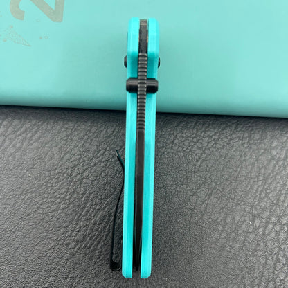 KUBEY knife KU248I Bluff Crossbarlock Black Tiffany Blue Folding Knives
