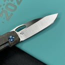 KUBEY KB340C Verijero Fronter Flipper Pocket Folding Knife Flame 6AL4V Titanium Handle 3.35" Belt Satin 14C28N