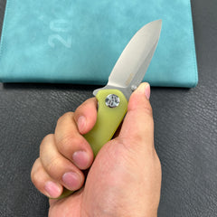 KUBEY KU342D Belus Thumb Stud Everyday Carry Pocket Knife yellow G10 Handle  2.95" Bead Blasted AUS-10 Blade