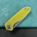 KUBEY KU342D Belus Thumb Stud Everyday Carry Pocket Knife yellow G10 Handle  2.95" Bead Blasted AUS-10 Blade